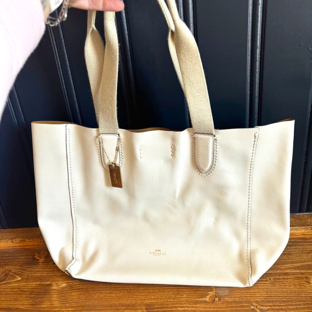 Coach Cream Leather Tote Shoulder Bag